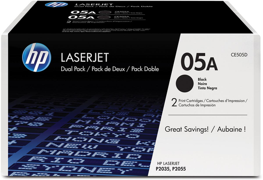 HP toner 05A, 2 300 pagina's, OEM CE505D, zwart, duopack