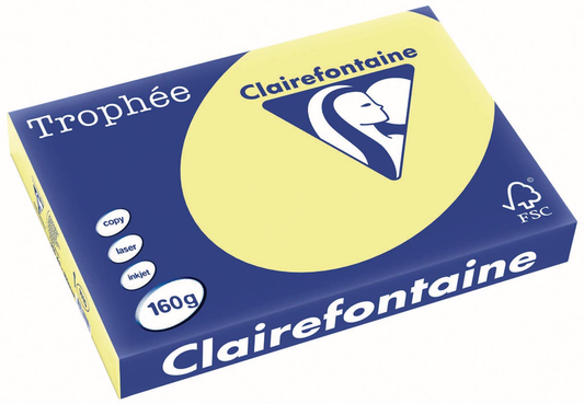 Clairefontaine Trophée Pastel A3, 160 g, 250 vel, citroengeel