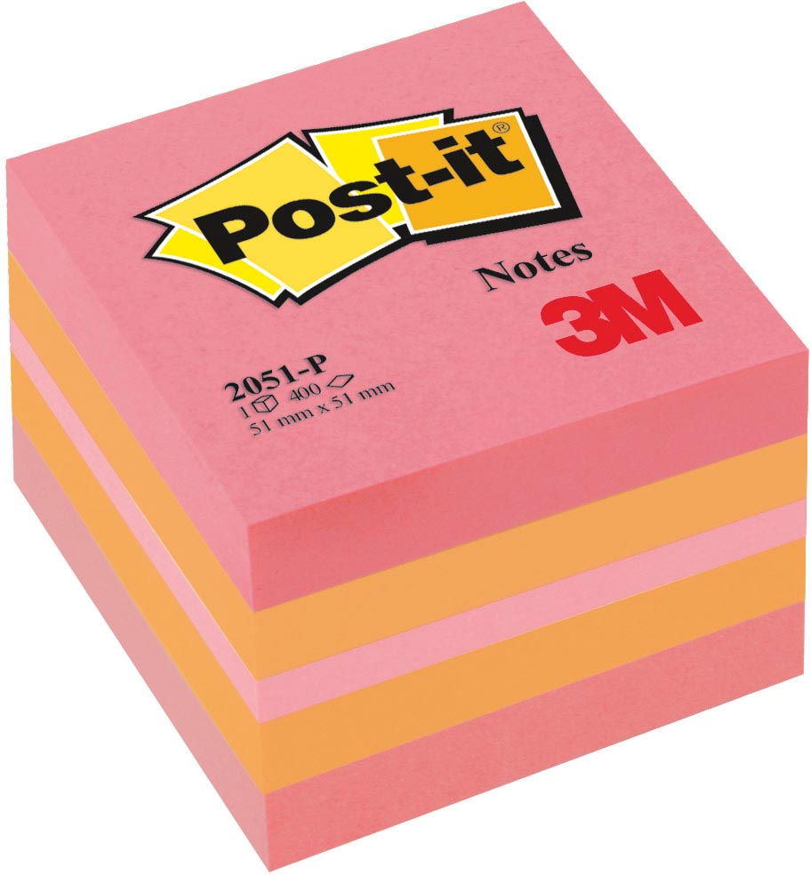 Post-it Notes mini cube, 400 vel, ft 51 x 51 mm, roze