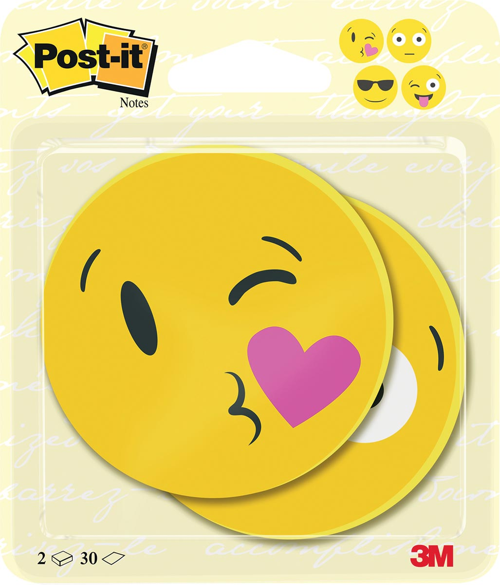 Post-it Notes Die-Cut EMOJI, 30 vel, ft 70 x 70 mm, pak van 2 blokken