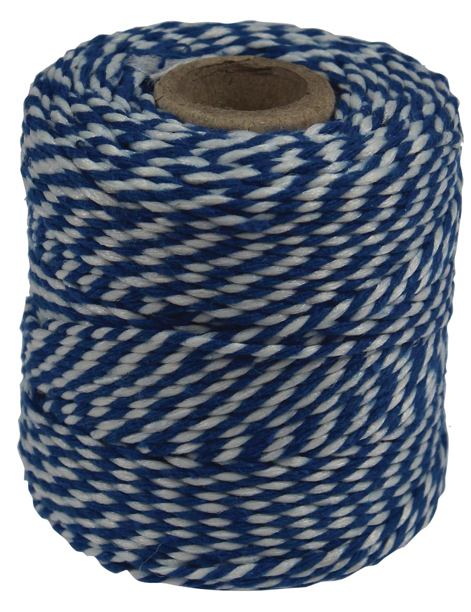 Katoentouw, blauw-wit, klos van 50 g, ongeveer 45 m