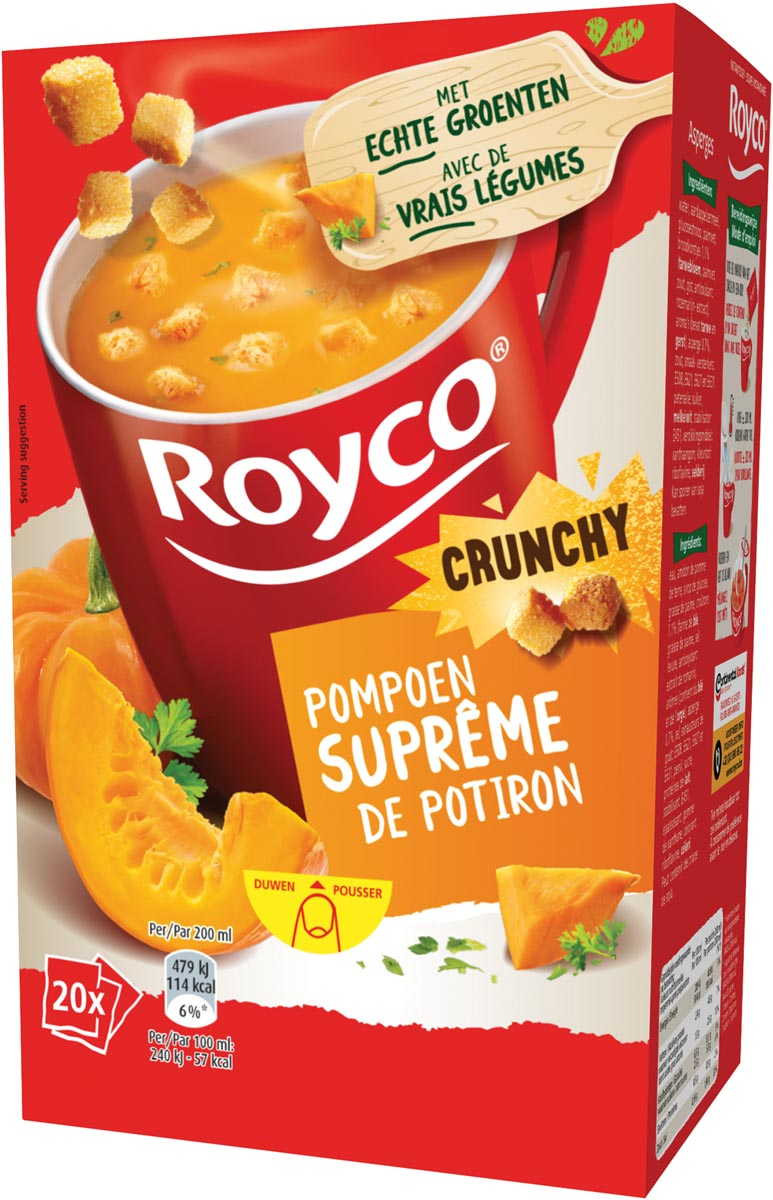 Royco Minute Soup pompoensuprême met croutons, pak van 20 zakjes