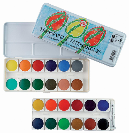 Talens aquarelverf, doos met 24 napjes